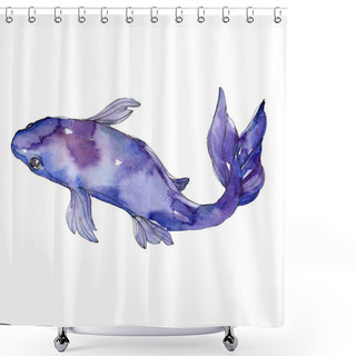 Personality  Aquatic Underwater Colorful Tropical Fish Set. Red Sea And Exotic Fishes Inside: Goldfish. Watercolor Background Set. Watercolour Drawing Fashion Aquarelle. Isolated Goldfish Illustration Element. Shower Curtains