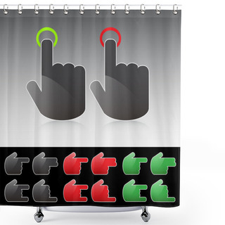 Personality  Various Hand Button Icons Shower Curtains