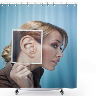 Personality  Businesswoman With Big Ears Shower Curtains