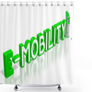 Personality  E-mobility Concept, Electric Car Charging Station. 3D Rendering Shower Curtains
