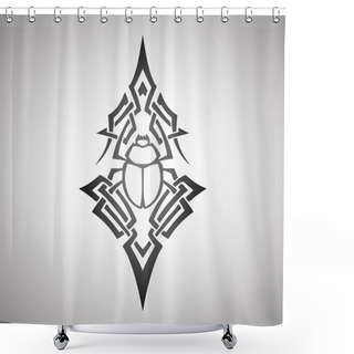 Personality  Scarab Beetle Tribal, Vector Shower Curtains