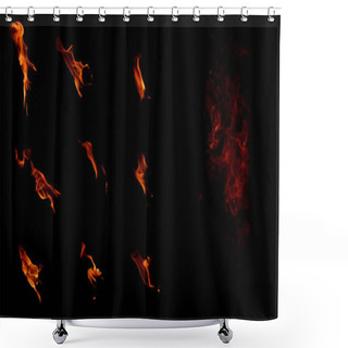 Personality  Set Of Isolated Flames On A Black Background Shower Curtains