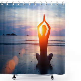 Personality  Young Woman Practicing Yoga Shower Curtains