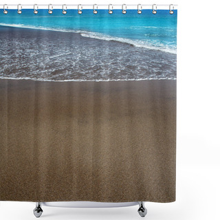 Personality  Canary Islands Brown Sand Beach Turquoise Water Shower Curtains