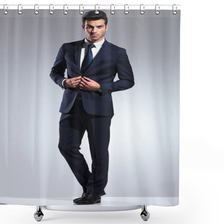 Personality  Young Business Man Closing His Jacket  Shower Curtains