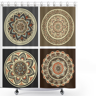 Personality  Set Of Ornamental, Oriental Round Decoration  Shower Curtains