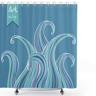 Personality  Blue Abstract Hand-drawn Background Shower Curtains