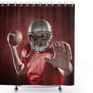 Personality  Sportsman Defending While Holding American Football Shower Curtains
