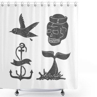 Personality  Marine Themes & Tattoo. Sailor. Shower Curtains