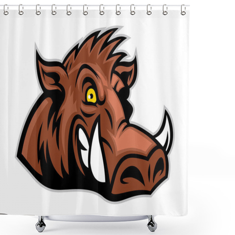 Personality  Vector Of Wild Hog Head Shower Curtains