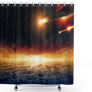 Personality  Asteroid Impact Shower Curtains