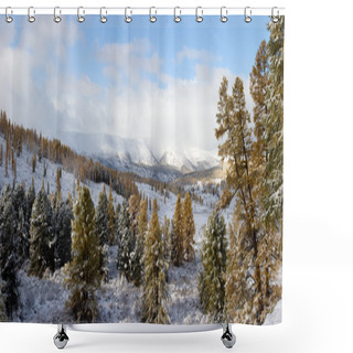 Personality  First Snow In The Autumn Shower Curtains