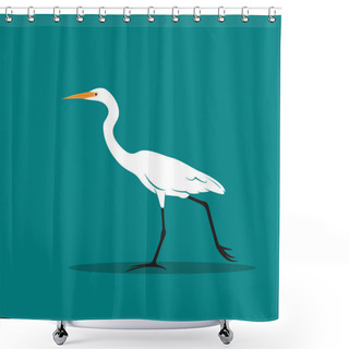 Personality  Vector Of Heron Or Egret Design (Ciconiiformes, Ardeidae) On Blu Shower Curtains