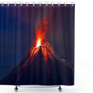 Personality  Long Exposure, Tungurahua Volcano With Blue Skyes Shower Curtains