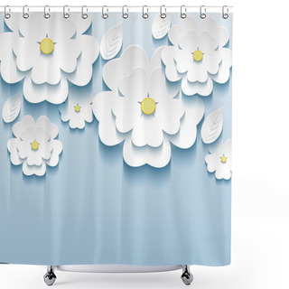 Personality  3d Flowers Sakura White, Trendy Beautiful Wallpaper Shower Curtains