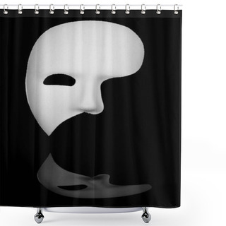 Personality  White Phantom Of The Opera Half Face Mask Isolated On Black Background Shower Curtains
