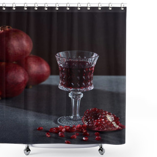 Personality  Studio Shot Of Tasty Garnets And Vintage Wineglass Shower Curtains