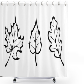 Personality  Autumn Leaves. Vector Black Contours. Shower Curtains