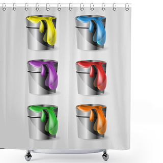 Personality  Color Set Of Paint Can Shower Curtains