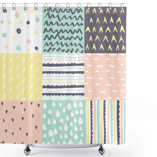Personality  Set Of Seamless Patterns Shower Curtains