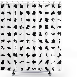 Personality  Illustrated Country Outlines On White Background Shower Curtains