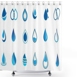 Personality  Set Of Water Drop Logo Design With Modern Concept. Oil Icon Vector Illustration Shower Curtains