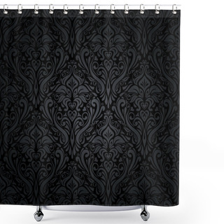 Personality  Black And Silver Vintage Wallpaper Shower Curtains