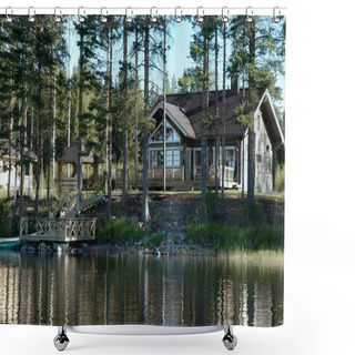 Personality  Architecture Wooden Cottage Shower Curtains