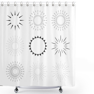 Personality  Set Of Sparkles And Starbursts With Rays. Design Elements Shower Curtains