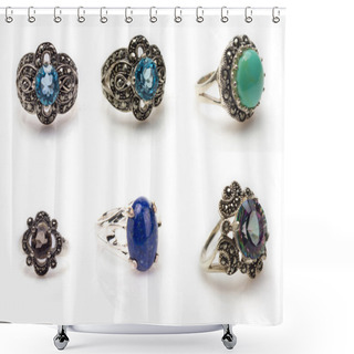 Personality  Gemstone Ring Collection Shower Curtains