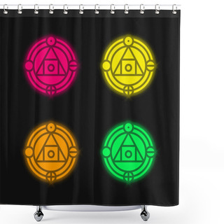 Personality  Alchemy Four Color Glowing Neon Vector Icon Shower Curtains