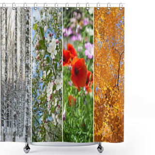 Personality  Winter, Spring, Summer, Autumn. Four Seasons. Shower Curtains