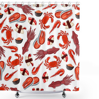 Personality  Seafood Dishes Seamless Pattern Background Shower Curtains