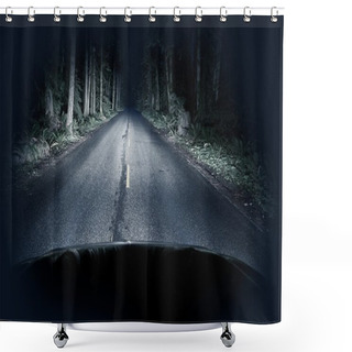 Personality  Night Driving Thru Forest Shower Curtains