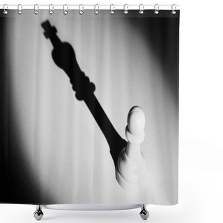 Personality  Chess Pawn Standing In A Spotlight That Make A Shadow  Actistic  Shower Curtains