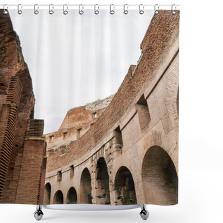 Personality  Low Angle View Of Ancient And Historical Colosseum Against Cloudy Sky  Shower Curtains