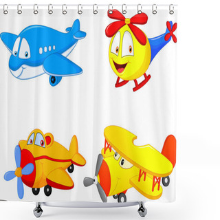 Personality  Cartoon Plane Shower Curtains