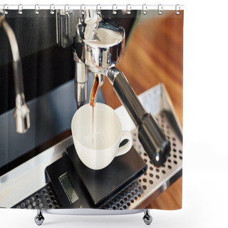 Personality  Espresso Machine Pouring Coffee In Cup Shower Curtains