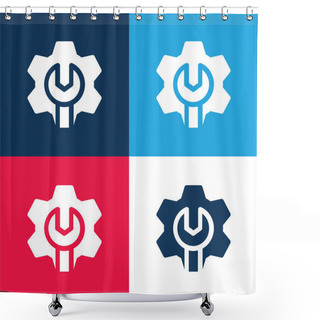 Personality  Admin Blue And Red Four Color Minimal Icon Set Shower Curtains