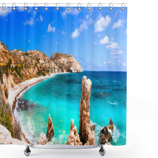 Personality  Beuatiful Beaches Of Cyprus - Petra Tou Romiou, Famous As A Birth Place Of Afrodite. Shower Curtains