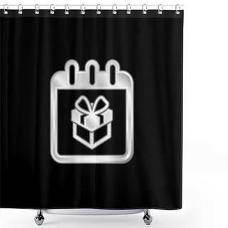 Personality  Birthday Giftbox On Reminder Calendar Page Silver Plated Metallic Icon Shower Curtains