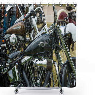 Personality  Fragment Of A Motorcycle Harley-Davidson Close-up Shower Curtains