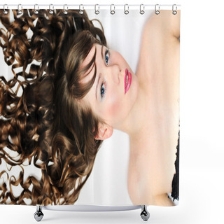 Personality  Girl With Long Curly Hair Shower Curtains