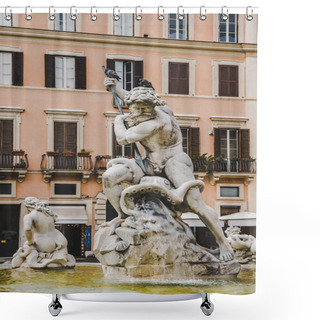 Personality  Fountain Of Neptune Shower Curtains