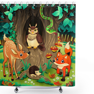 Personality  Animals In The Wood. Shower Curtains