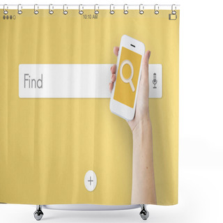 Personality  Woman Holding Smartphone Shower Curtains