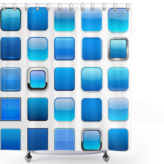 Personality  Square Blue App Icons. Shower Curtains