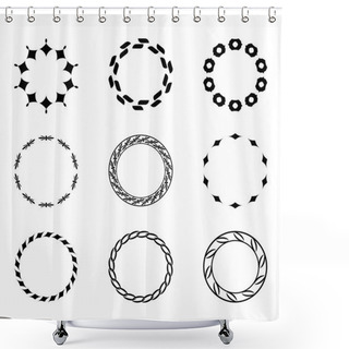 Personality  Set Fractal And Swirl Shape Element. Vintage Monochrome Differen Shower Curtains