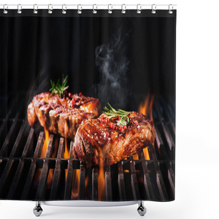 Personality  Beef Steaks On The Grill Shower Curtains