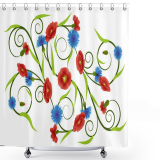 Personality  Curls With Poppies And Cornflowers Shower Curtains